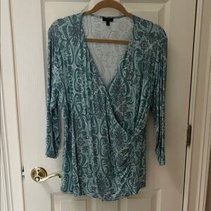 Talbot’s Elegant Teal Paisley Women's Top 1X Plus